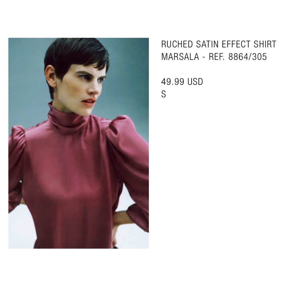 Ruched Satin Effect Shirt from Zara
